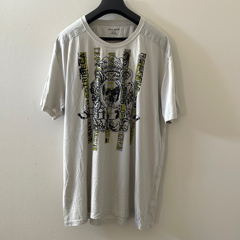 DKNY JEANS Men's T-Shirt, 100% Cotton Skull Tee, Short Sleeve Top Size XXL